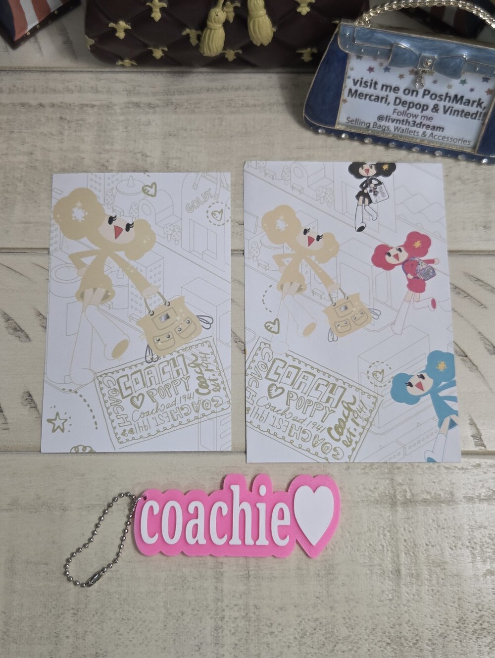 Coach Poppy Chan Lemon Card Set, & Coachie Bag Charm Keychain, NWOT